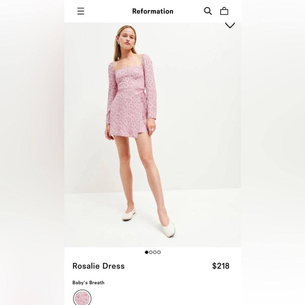 Reformation Rosalie Mini Dress in Light Pink Floral